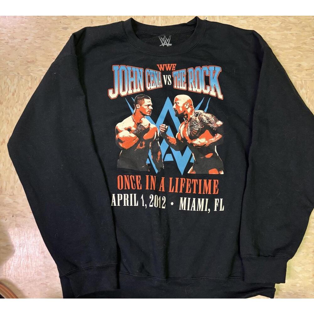 WWE Wrestlemania L Crewneck Sweatshirt John Cena vs.The Rock Once In A Lifetime
